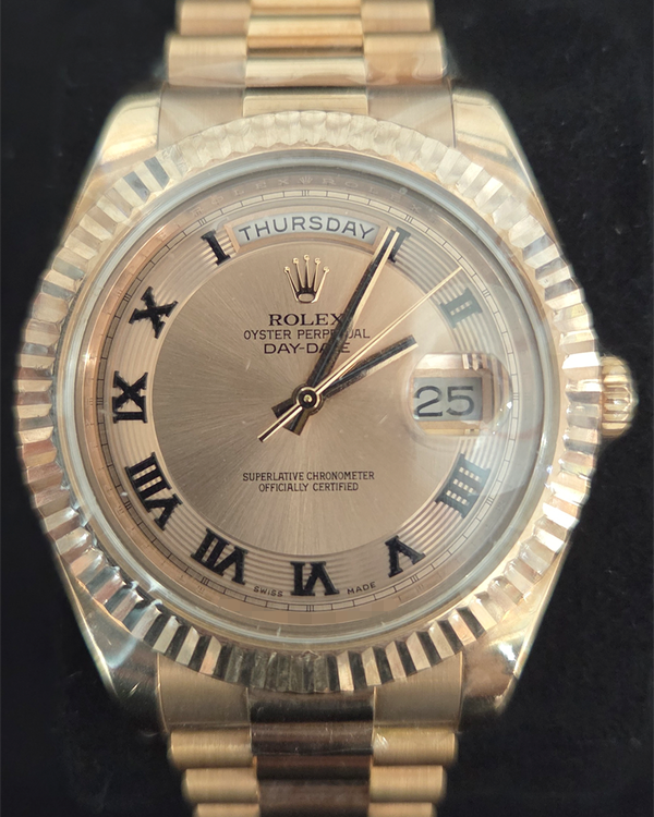 Rolex Day-Date II 41MM Sundust Dial Rose Gold President Bracelet (218235)