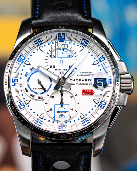 Chopard Mille Miglia Gran Turismo XL Chronograph L.E. 44MM White Dial Leather Strap (168459-3035)