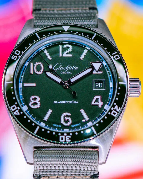 (OSCAR) 2025 Glashütte Original SeaQ 39.5MM Green Dial Textile Strap (1-39-11-13-83-34)
