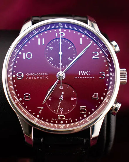 2021 IWC Schaffhausen Portugieser Chronograph 41MM Red Dial Leather Strap (IW371616)
