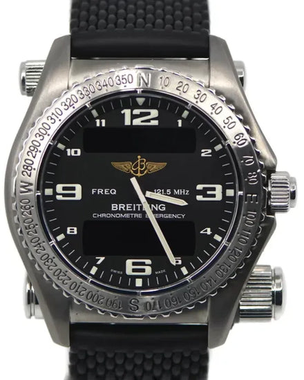 Breitling Emergency 43MM Quartz Black Dial Rubber Strap (E76321)