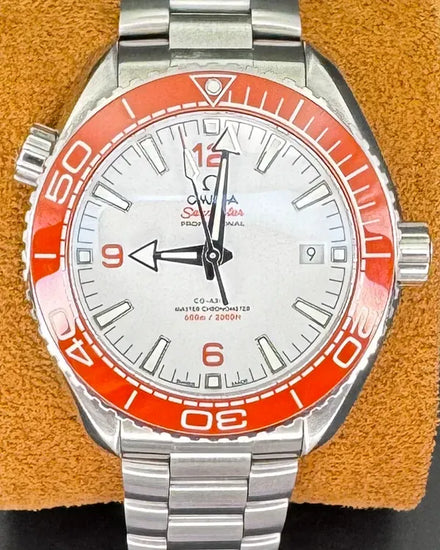 Omega Seamaster Planet Ocean "Creamsicle" 43.5MM White Dial Steel Bracelet (215.30.44.21.04.001)