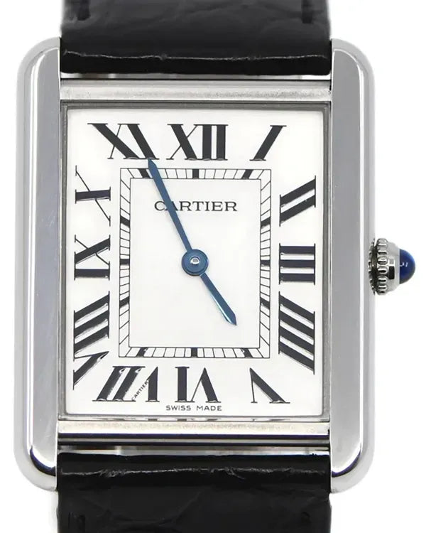 2014 Cartier Tank Solo 27MM Quartz White Dial Leather Strap (W5200003)