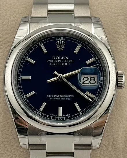 2015 Rolex Datejust 36MM Blue Dial Oyster Bracelet (116200)