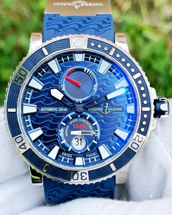 2016 Ulysse Nardin Marine Diver 45MM Blue Dial  Rubber Strap (263-90)