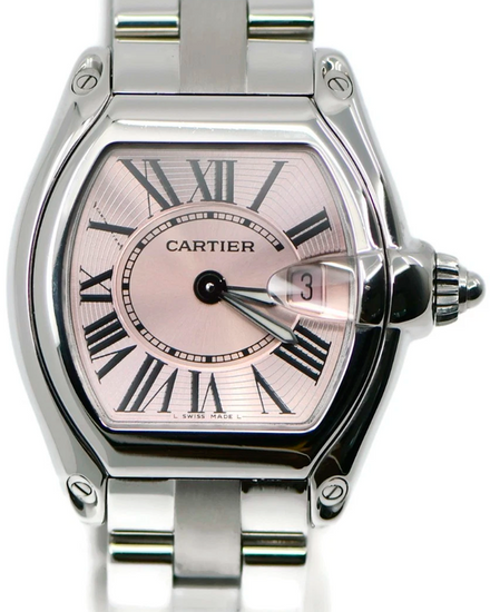 Cartier Roadster 31MM Quartz Pink Dial Steel Bracelet (W62017V3)