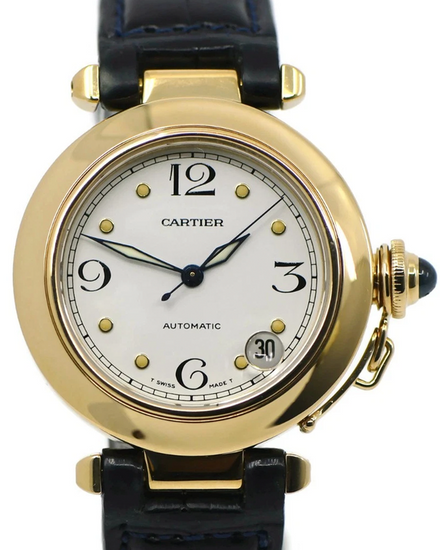 Cartier Pasha De Cartier 35MM White Dial Leather Strap (W3013456)