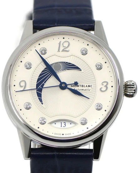 Montblanc Boheme Day & Night 34MM White Dial Leather Strap (127354)