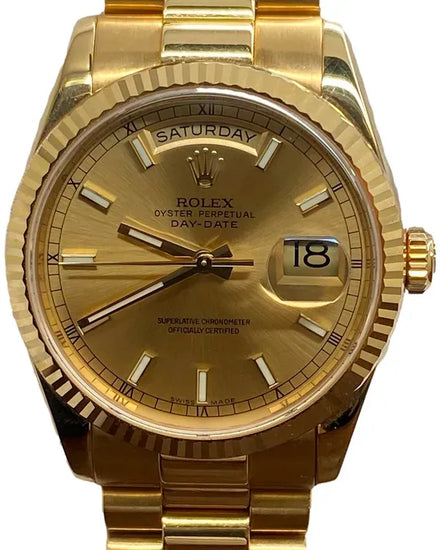 Rolex Day-Date 36MM Champagne Dial President Yellow Gold Bracelet (118238)