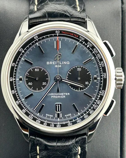 2020 Breitling Premier B01 Chronograph L.E. 42MM Mother-of-Pearl Dial Leather Strap (AB01183A1B1P1)