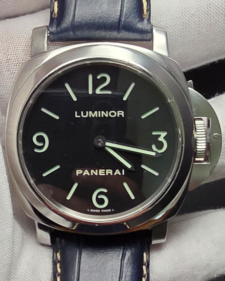 Panerai Luminor Base 44MM Black Dial Aftermarket Leather Strap (PAM00112)