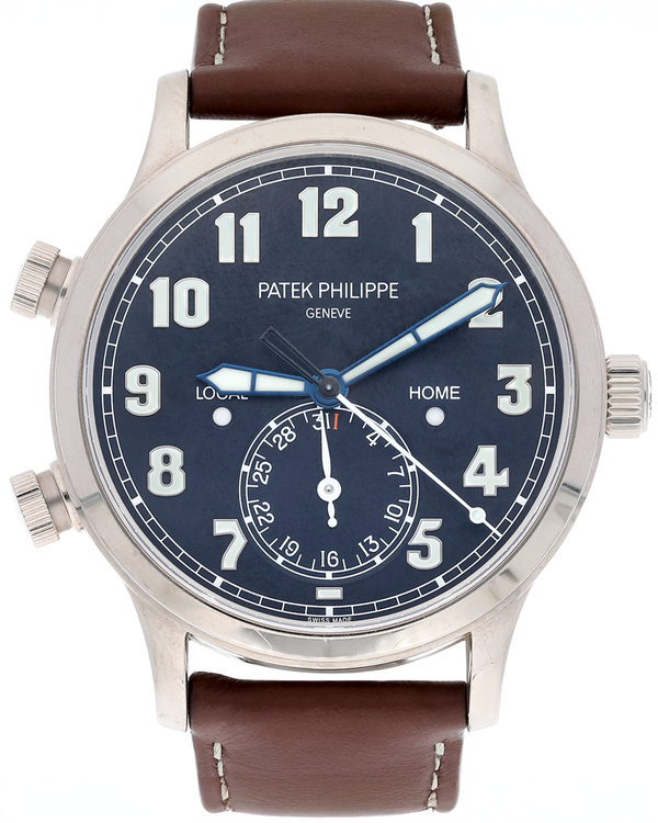 2022 Patek Philippe Calatrava Pilot Travel Time 42MM Blue Dial Leather Strap (5524G-001)