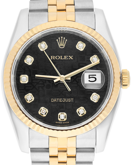2008 Rolex Datejust 36MM Black "Jubilee" Dial Two-Tone Super Jubilee Bracelet (116233)
