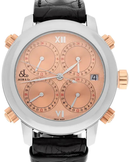 Jacob & Co. Five Time Zones 47MM Copper Dial Leather Strap (H24SSC)