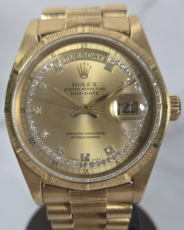 Rolex Day-Date 36MM Champagne Dial Yellow Gold "Bark-Finish" President Bracelet (18078)