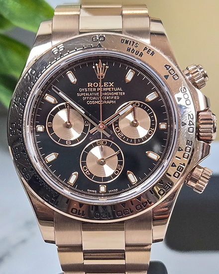 2021 Rolex Cosmograph Daytona 40MM Black Dial Rose Gold Oyster Bracelet (116505)