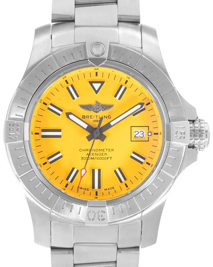 2020 Breitling Avenger "Superwolf" 45MM Yellow Dial Steel Bracelet (A17319101I1A1)