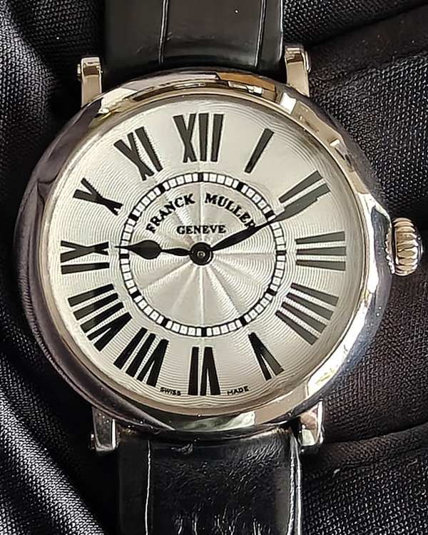 Franck Muller Round 35MM Quartz Silver Dial Leather Strap (8035 QZ R)