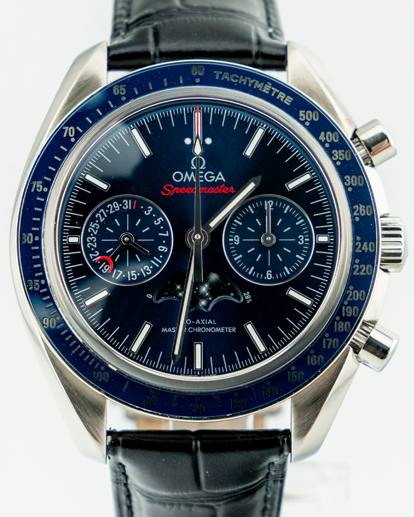 Omega Speedmaster Moonphase 44.25MM Blue Dial Leather Strap (304.33.44.52.03.001)