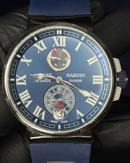 Ulysse Nardin Marine Chronometer 43MM Blue Dial Rubber Strap (1183-126-3/43)