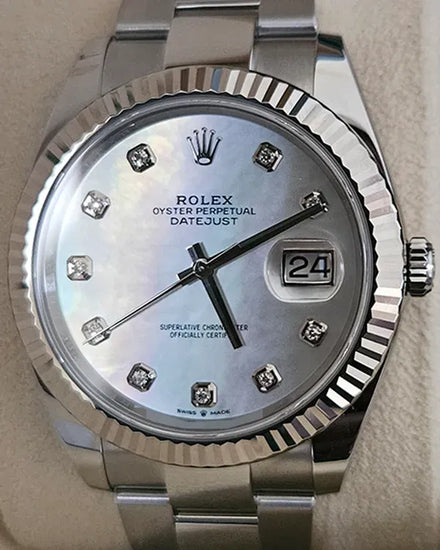 2021 Rolex Datejust 41MM Mother of Pearl Dial Oyster Bracelet (126334)