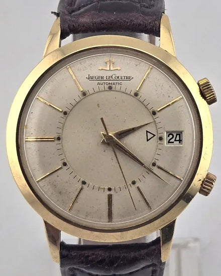 Jaeger-LeCoultre Memovox 37MM Silver Dial Leather Strap (E855)