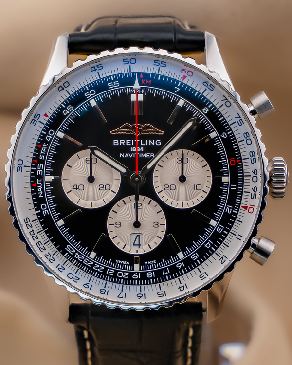 Breitling Navitimer B01 Chronograph 46MM Black Dial Leather Strap (AB0137211B1P1)