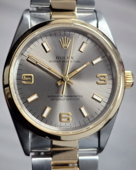 1998 Rolex Oyster Perpetual 34MM Grey Dial Two-Tone Oyster Bracelet (14203)