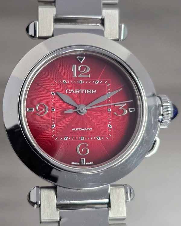 2022 Cartier Pasha De Cartier 35MM Red Dial Steel Bracelet (WSPA0031)