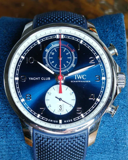 2025 IWC Schaffhausen Portugieser Yacht Club Chronograph Edition "Orlebar Brown" 44.6MM Blue Dial Rubber Strap (IW390704)