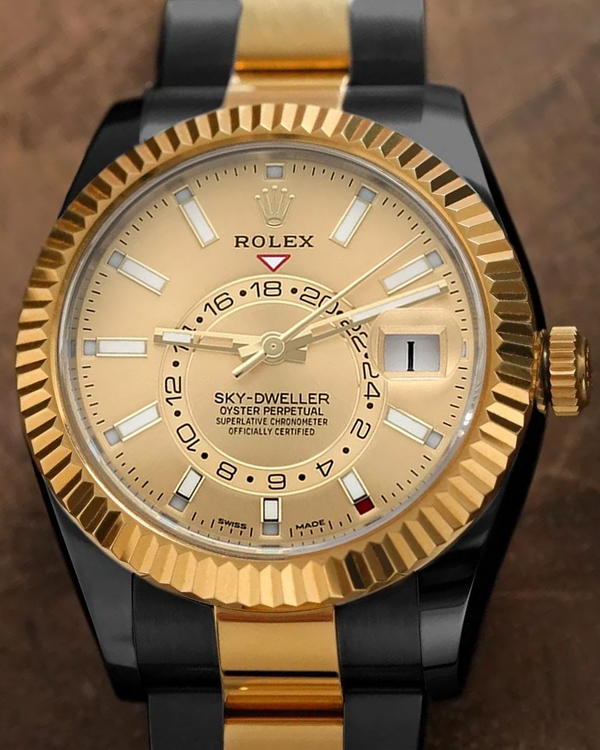 2021 Rolex Sky-Dweller 42MM Champagne Dial Two-Tone Oyster Bracelet (326933)