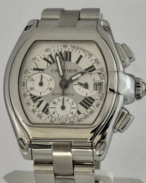 2003 Cartier Roadster Chronograph 40MM White Dial Steel Bracelet (2618)
