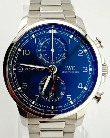 2022 IWC Schaffhausen Portugieser Yacht Club Chronograph 44.6MM Blue Dial Steel Bracelet (IW390701)