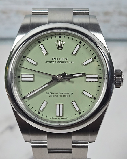 2025 Rolex Oyster Perpetual 41MM Pistachio Dial Oyster Bracelet (134300)