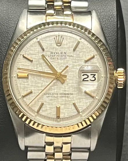 1973 Rolex Datejust 36MM Silver "Linen Motif" Dial Two-Tone Jubilee Bracelet (1601)