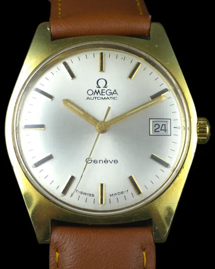 No Reserve - Omega Geneve Vintage 34MM Silver Dial Aftermarket Leather Strap (166.041)