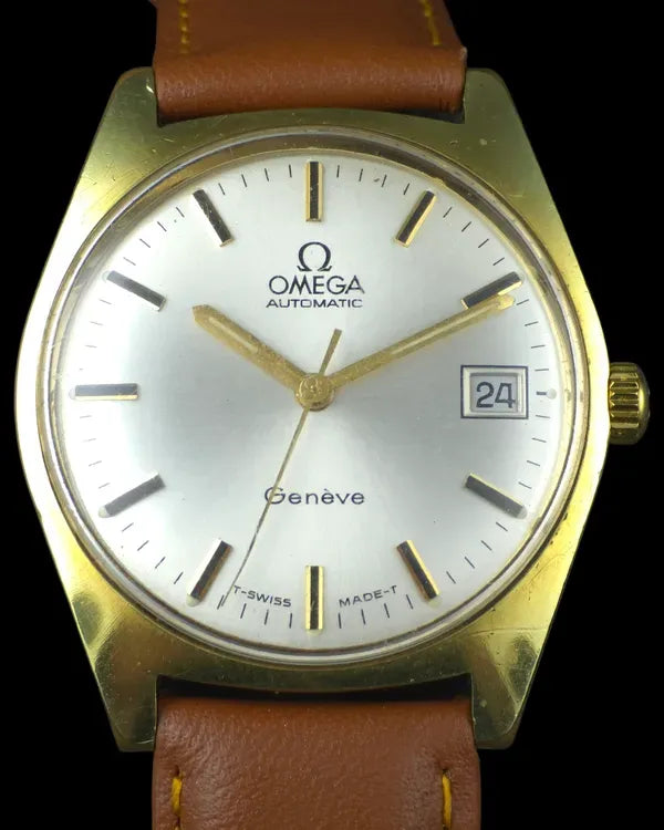 No Reserve - Omega Geneve Vintage 34MM Silver Dial Aftermarket Leather Strap (166.041)