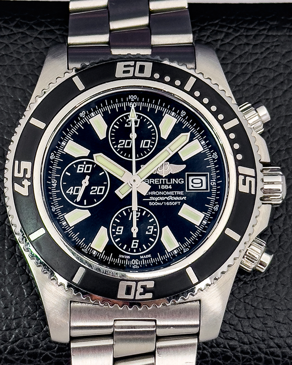 2012 Breitling Superocean Chronograph 44MM Black Dial Steel Bracelet (A110B84PRS)