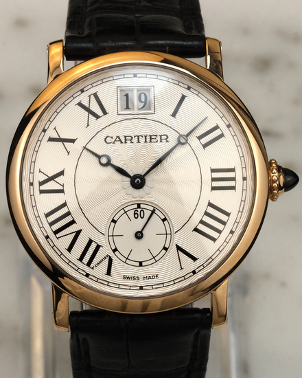 Cartier Rotonde De Cartier 35MM Silver Dial Leather Strap (W1552751)