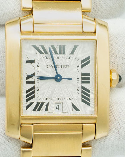 Cartier Tank Française 28MM White Dial Yellow Gold Bracelet (1840)