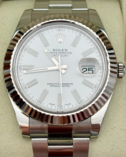 2016 Rolex Datejust II 41MM White Dial Oyster Bracelet (116334)