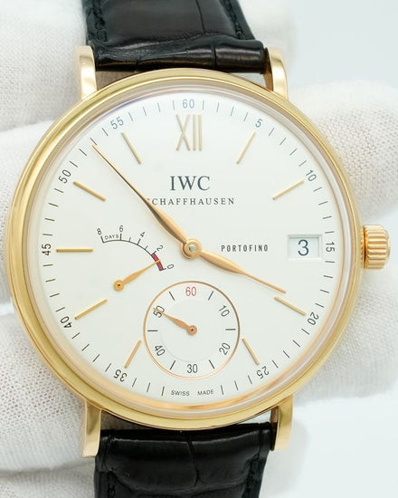 IWC Schaffhausen Portofino Hand-Wound Eight Days 45MM Silver Dial Leather Strap (IW510107)