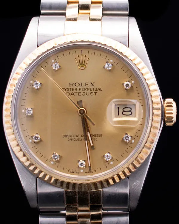 1986 (9.1 Mill Serial) Rolex Datejust 36MM Champagne Dial Two-Tone Jubilee Bracelet (16013)