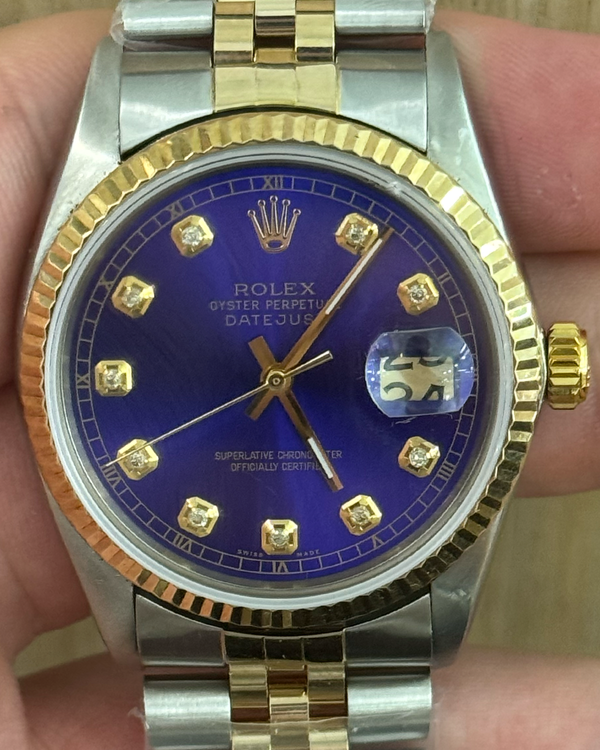 Rolex Datejust 36MM Aftermarket Blue Dial Aftermarket Two-Tone Jubilee Bracelet (16013)