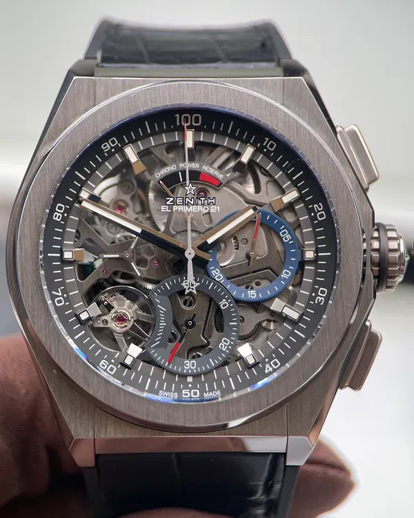 2017 Zenith Defy El Primero 21 44MM Skeleton Dial Leather Strap (95.9000.9004/78.R582)