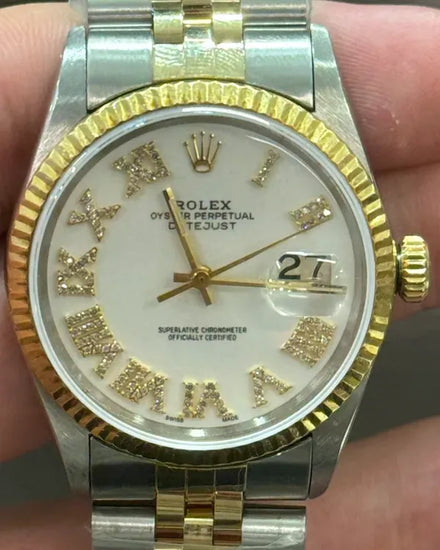 Rolex Datejust 36MM Aftermarket Mother of Pearl Dial Aftermarket Two-Tone Jubilee Bracelet (16013)