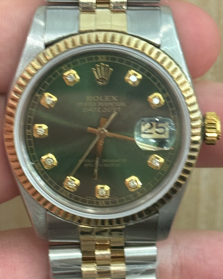 Rolex Datejust 36MM Aftermarket Green Dial Aftermarket Two-Tone Jubilee Bracelet (16013)