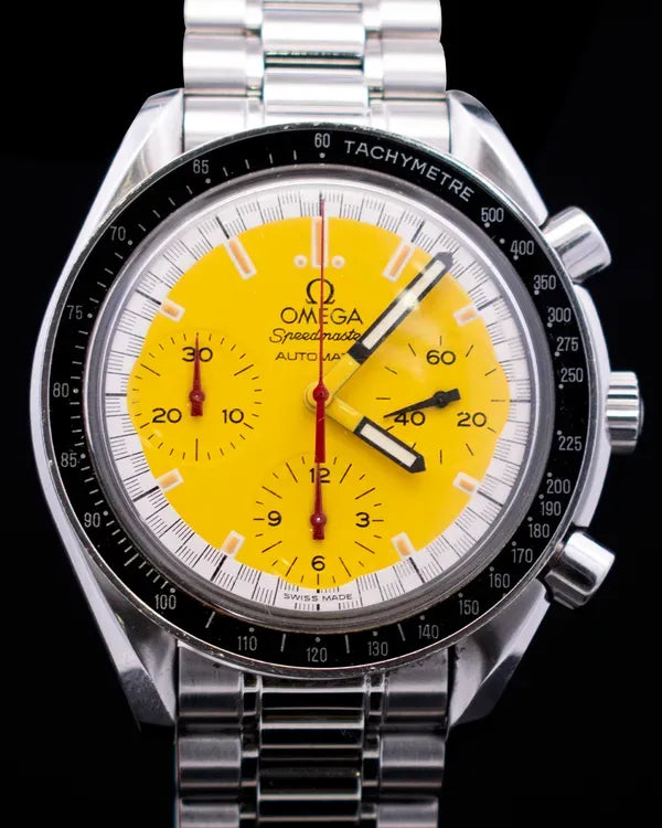Omega Speedmaster Reduced "Michael Schumacher" 39MM Yellow Dial Steel Bracelet (3510.12.00)