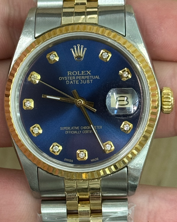 Rolex Datejust 36MM Aftermarket Blue Dial Aftermarket Two-Tone Jubilee Bracelet (16013)