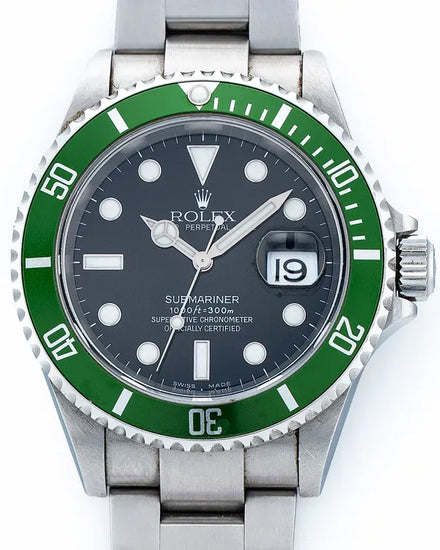 (F Serial) Rolex Submariner Date "Flat 4 Kermit" 40MM Black Dial Oyster Bracelet (16610LV)